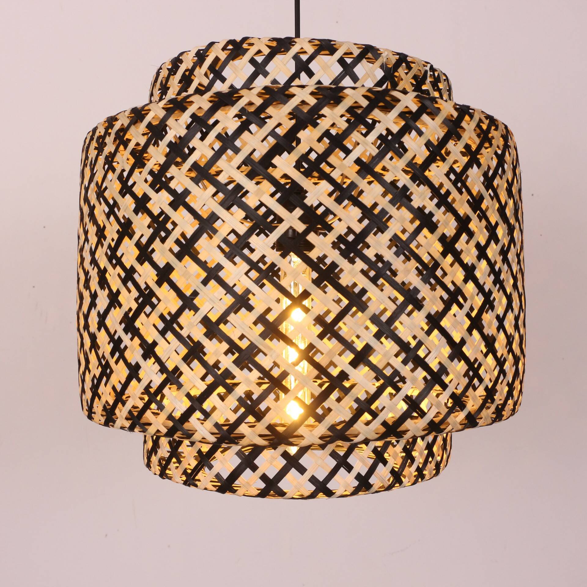 Bamboo Lighting 40 cm Black and  Natural, Bamboo Chandelier, Bamboo Lamp