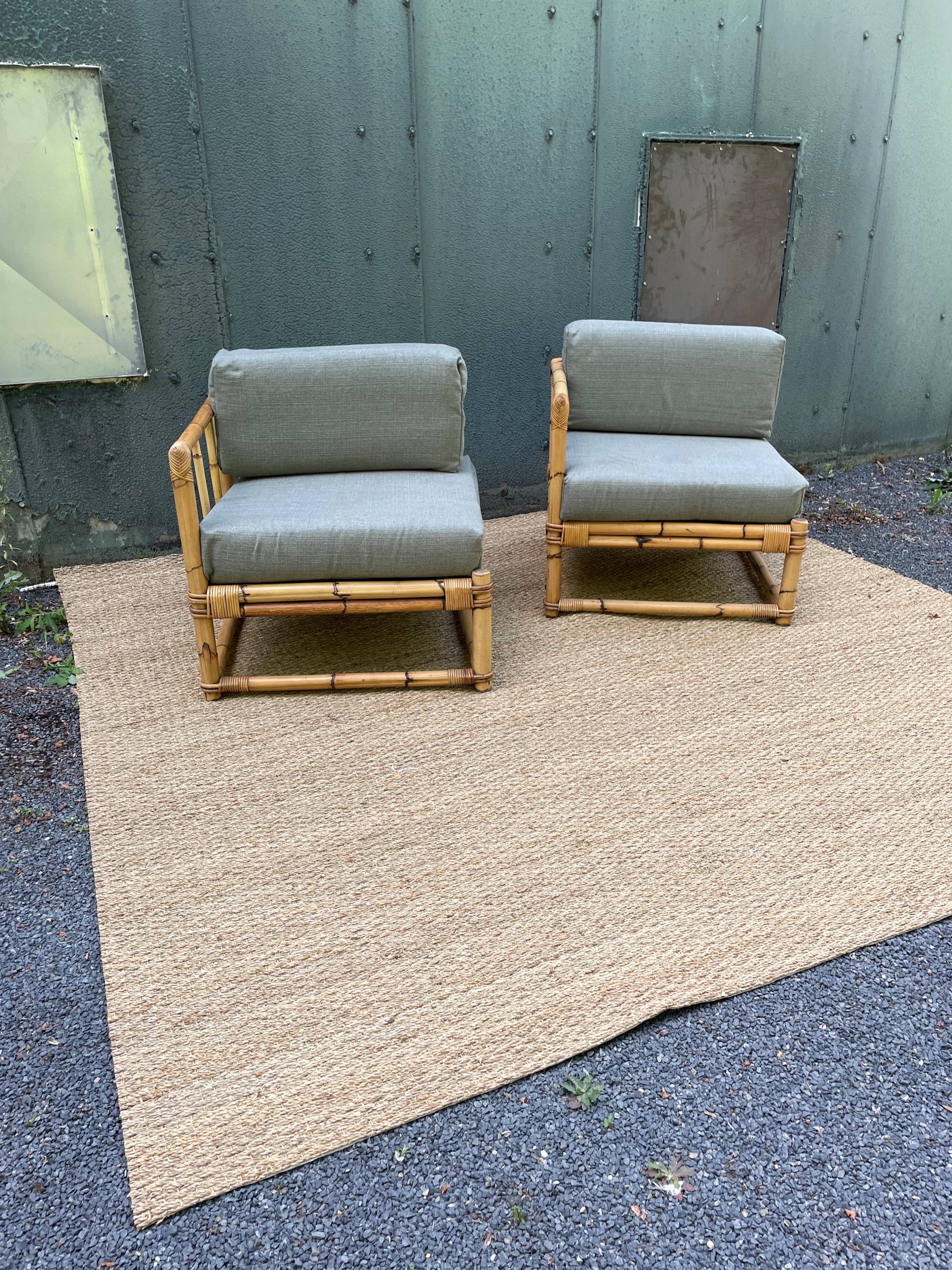Paire de fauteuils en rotin vintage