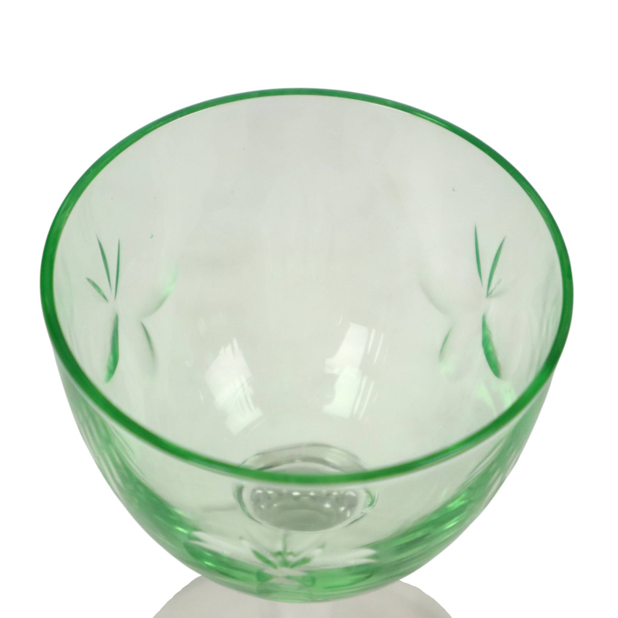 Set of 8 Val Saint Lambert Uranium Glass Aperitif Glasses