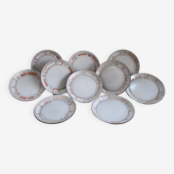 Set of 10 niderviller glazed stoneware plates