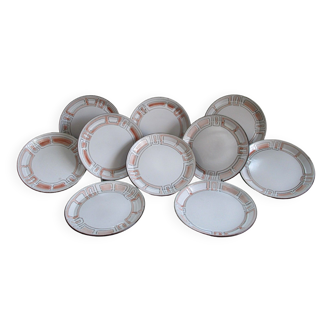 Set of 10 niderviller glazed stoneware plates