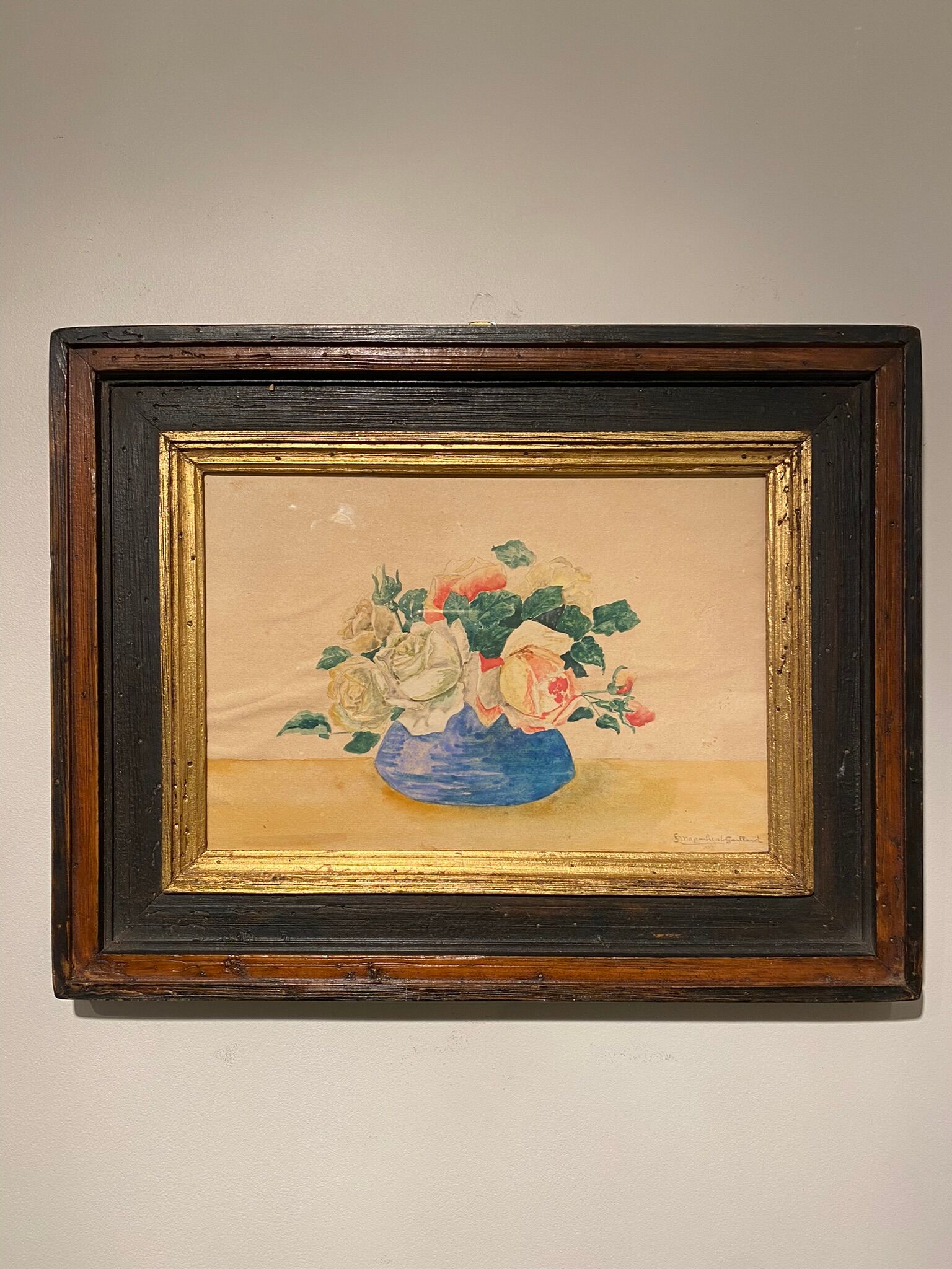 Old painting, still life with roses, XX century