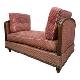 Banquette convertible Art Déco en placage de noyer, vers 1930-1940
