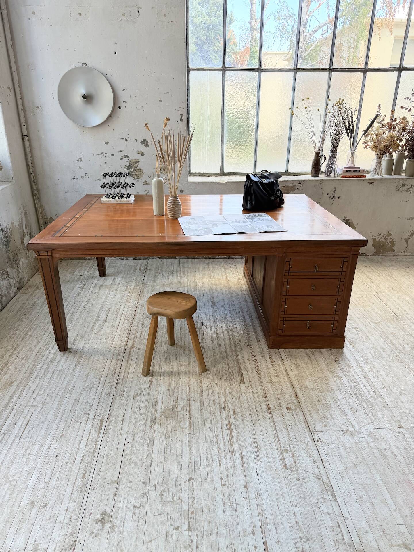 Double-sided walnut counter desk 1900