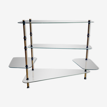 Tripod shelf in glass and gilded metal – mid. XXth