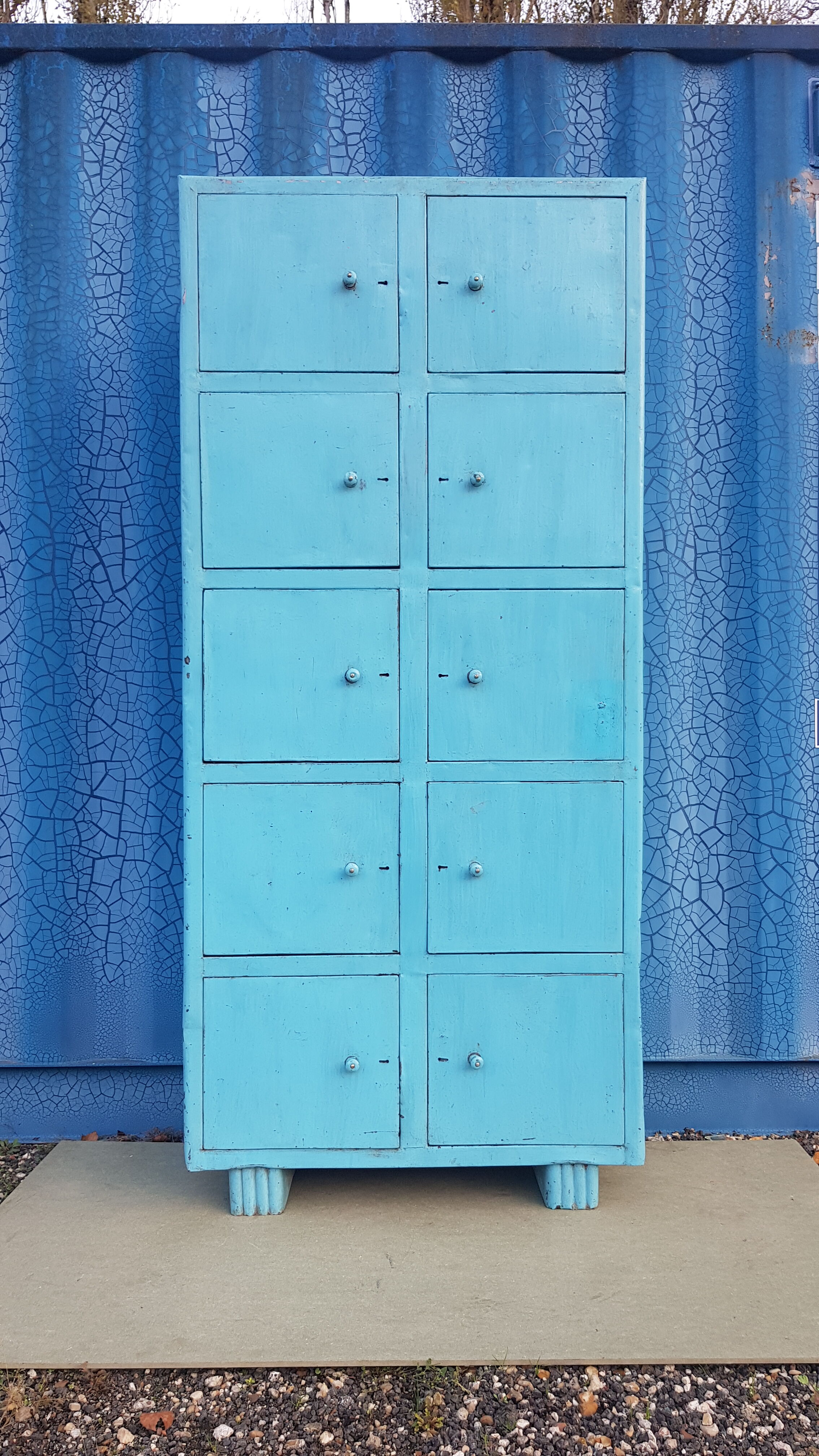 Old metal workshop furniture original turquoise patina