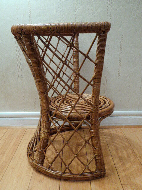 Vintage gold rattan armchair