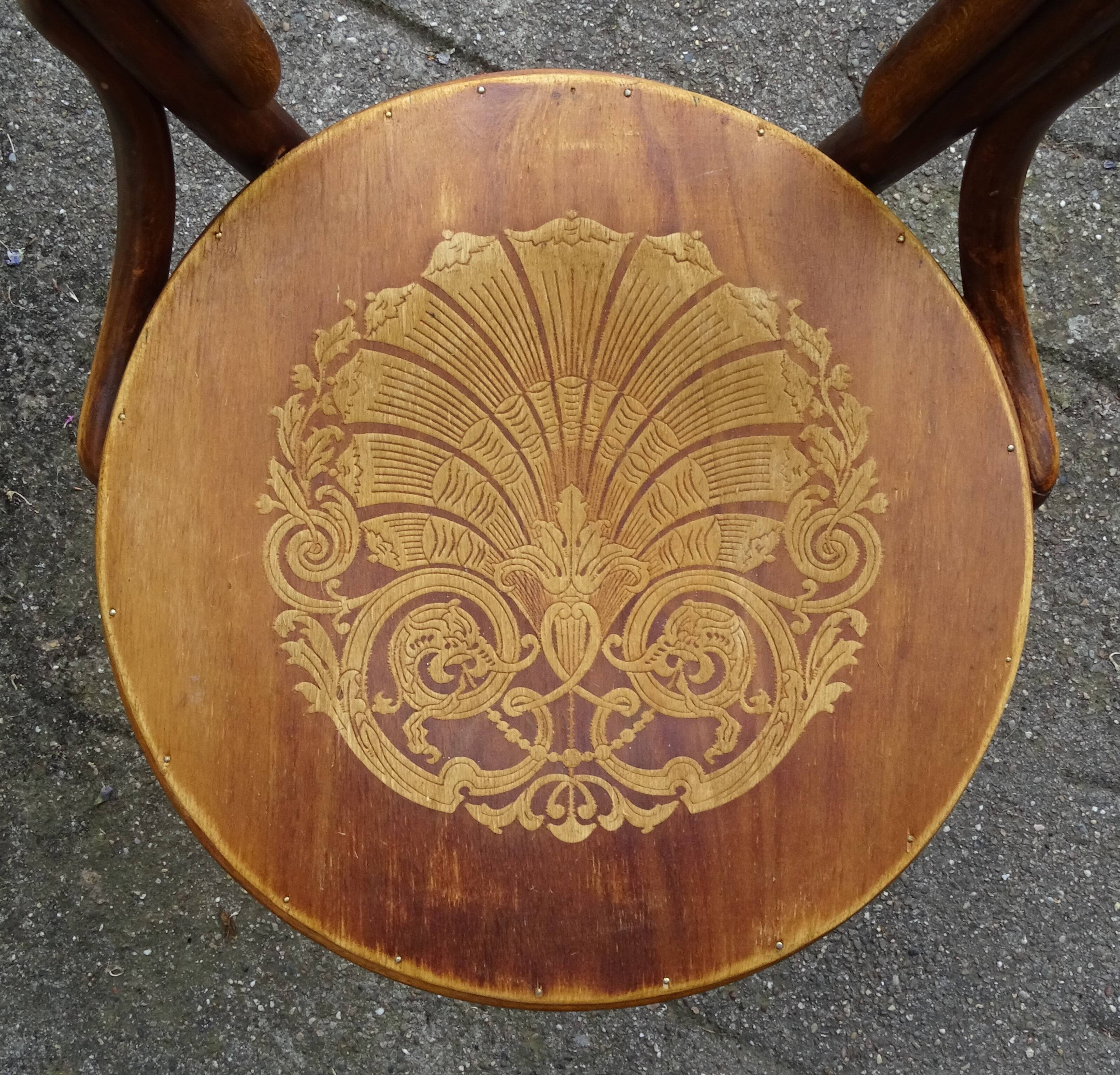 Set of 4 mismatched bistro chairs, from 1910 to 1935