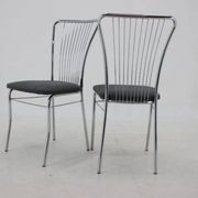 Set of Six Italian Chrome and Bouclé Dining Chairs, 1970s
