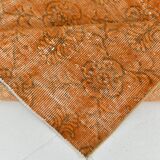 Tapis Vintage Orange Ocre Patiné, Style Bohème Chic