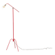 Lampe vintage tripode rouge, axe sur rotule 1950