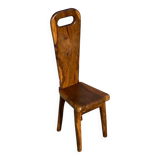 Sculptural high-back chair in solid olive wood, France, 1960s