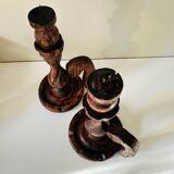 Pair of wooden candlesticks
