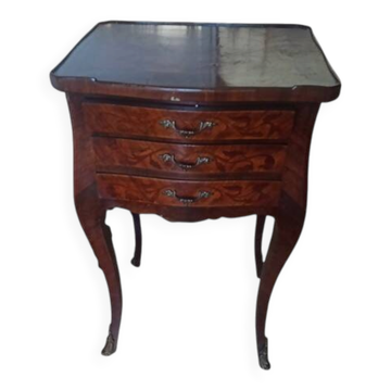 antique bedside table with marquetry