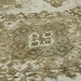 Handmade oriental unique 1980s 280 cm x 385 cm beige wool carpet