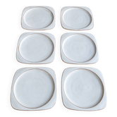 Olivier Roy Vallauris – 6 assiettes carrées en céramique – 1972