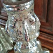 Paire de bougeoirs en verre mercurisé