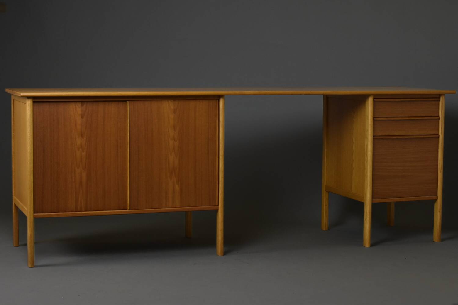 Scandinavian teak & oak desk-sideboard 1950s/60s