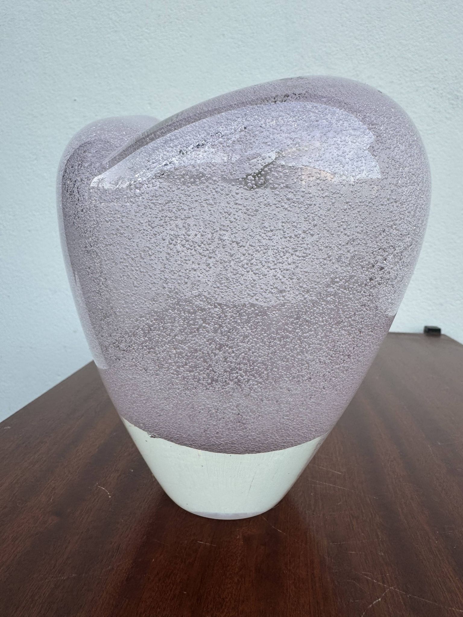 Heart-shaped bubble glass vase from the 1960s.