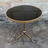 Vintage brass and glass pedestal table