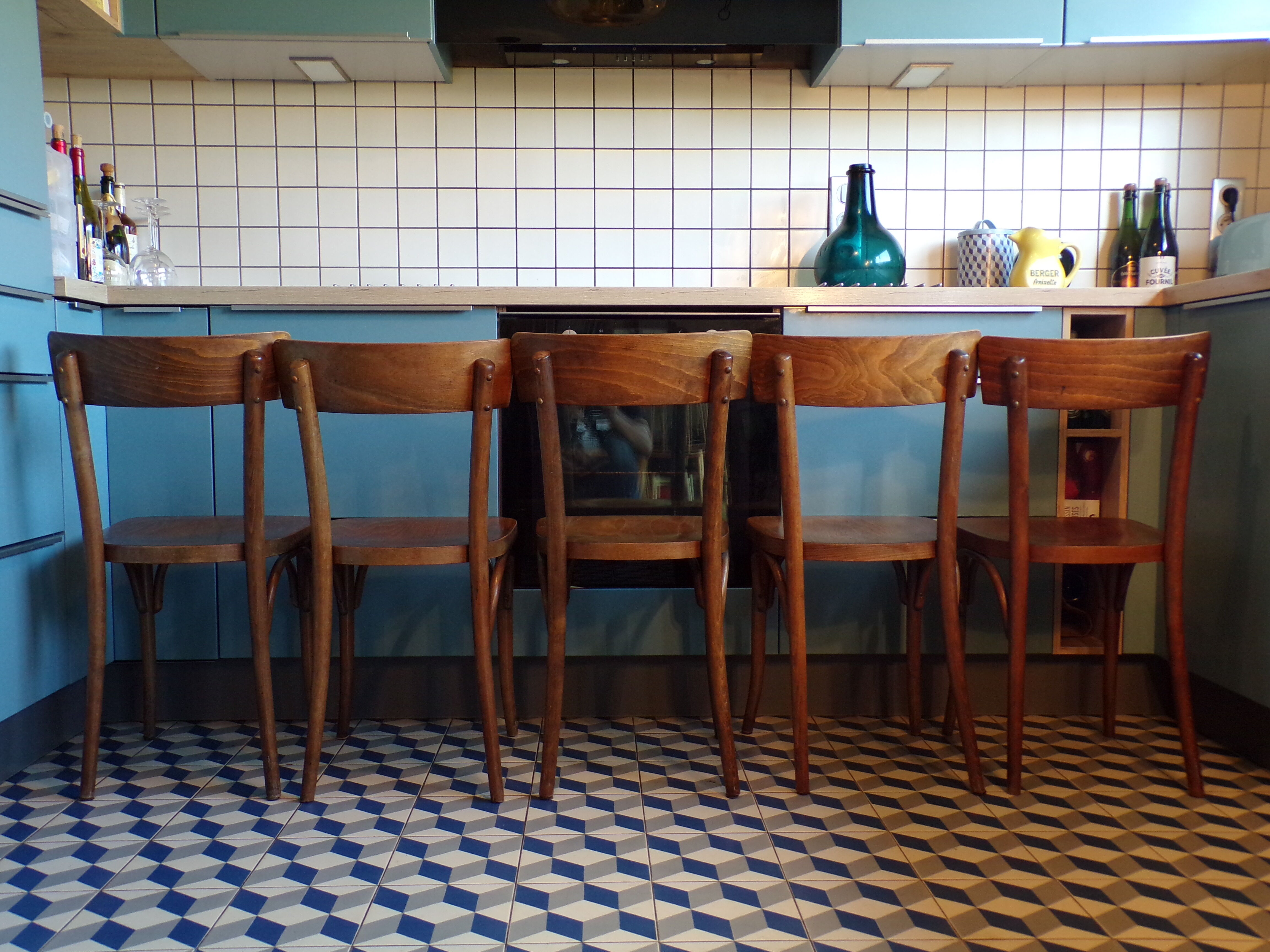 Suite 5 chairs of bistro curved wood