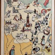 Old illustrated map of Burgundy from 1942 by JP Pinchon