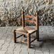 Rustic oak and straw chair, France 1940s