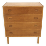 Scandinavian oak chest of drawers, bedside table, Sweden, 1970