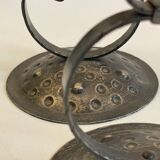 Vintage Black Patina Metal Candlesticks