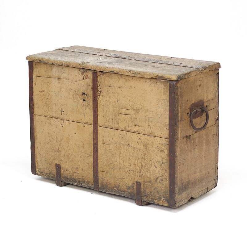 Antique 19th Century Primitive Weathered Painted Transport Chest