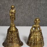 Two vintage bronze table cloches, finely chiseled and gilded