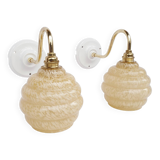 Speckled glass swan neck wall lights