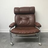 Fauteuil vintage scandinave en cuir