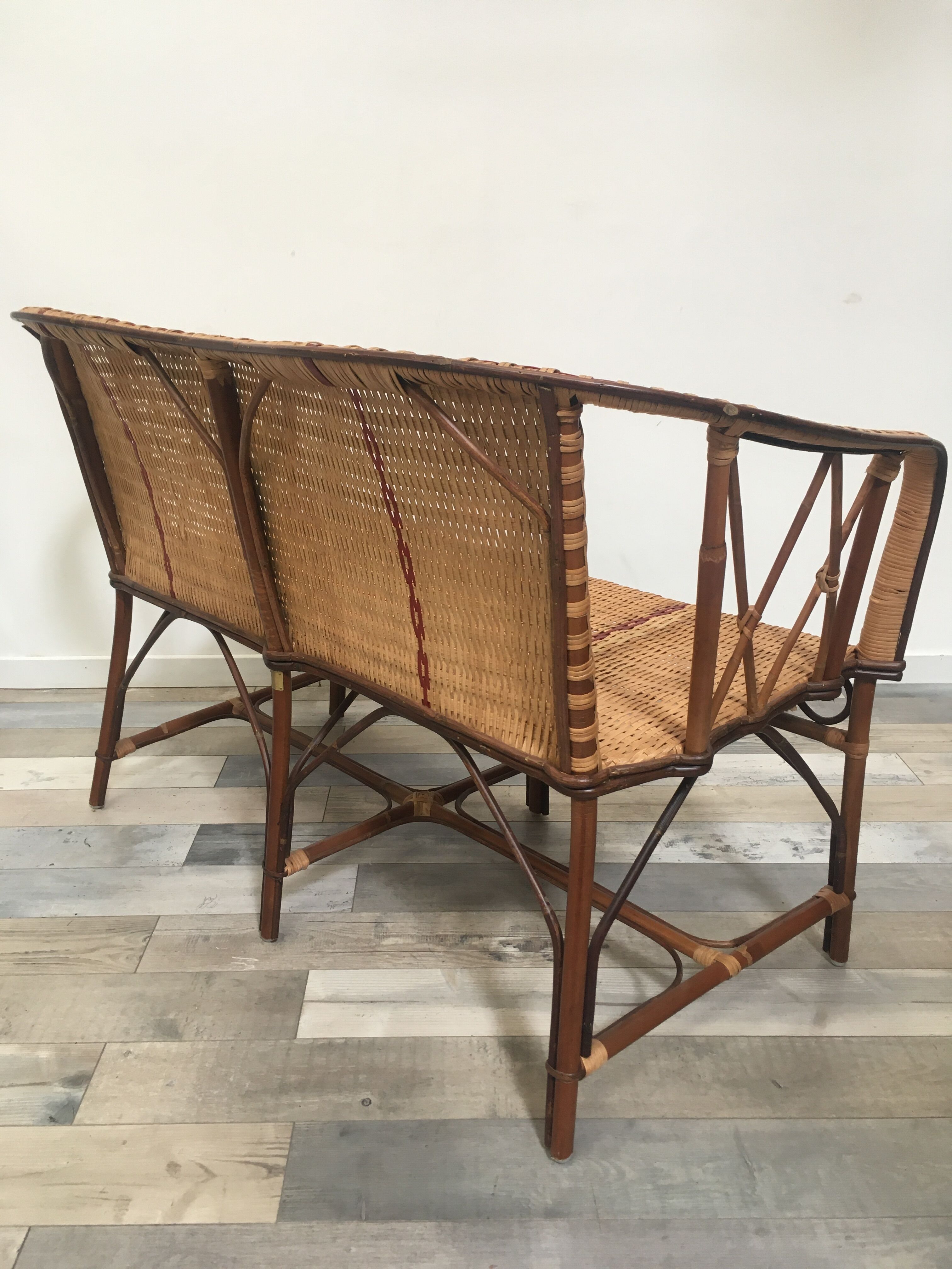 Woven rattan sofa