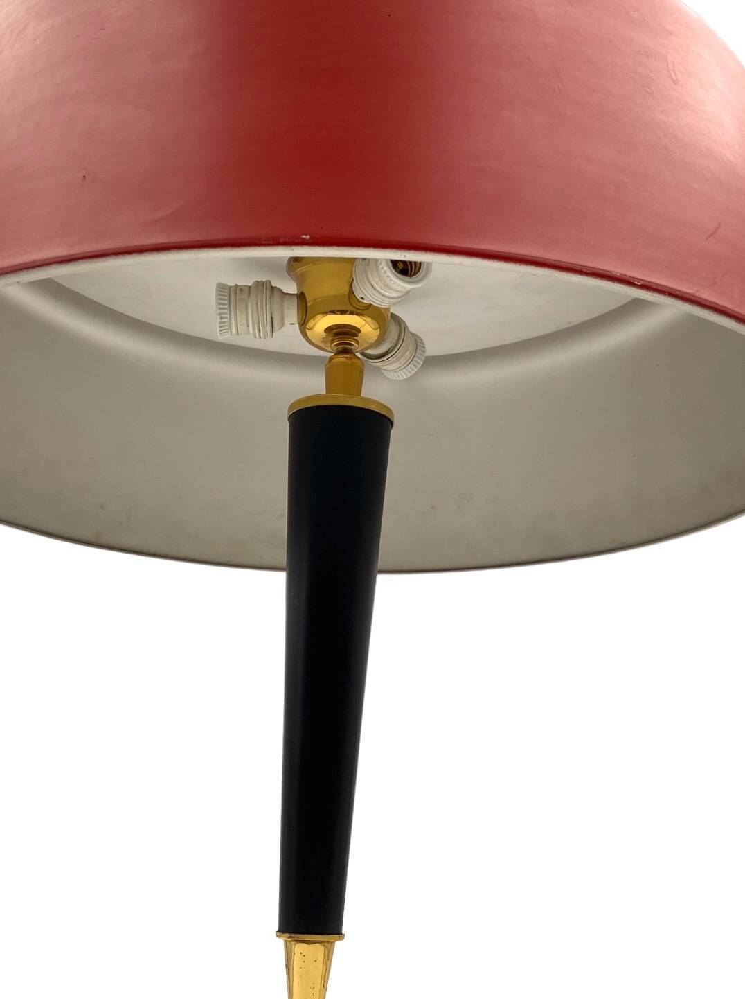Oscar Torlasco, Mid-Century red table lamp, Lumi, Italy 1954