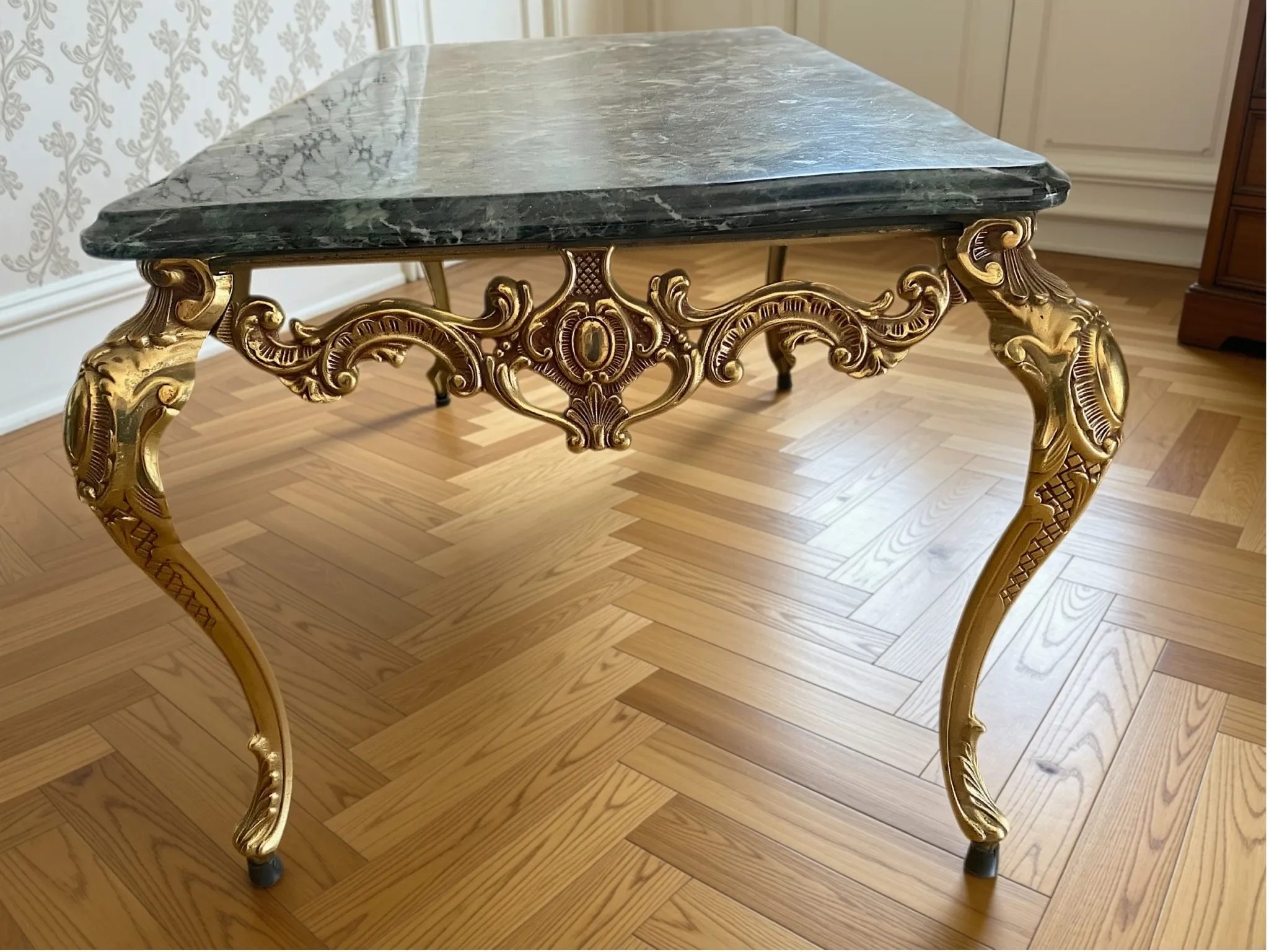 1960s marble and metal coffee table