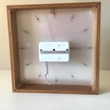 Large electric office clock vintage brass and wood Annees 60