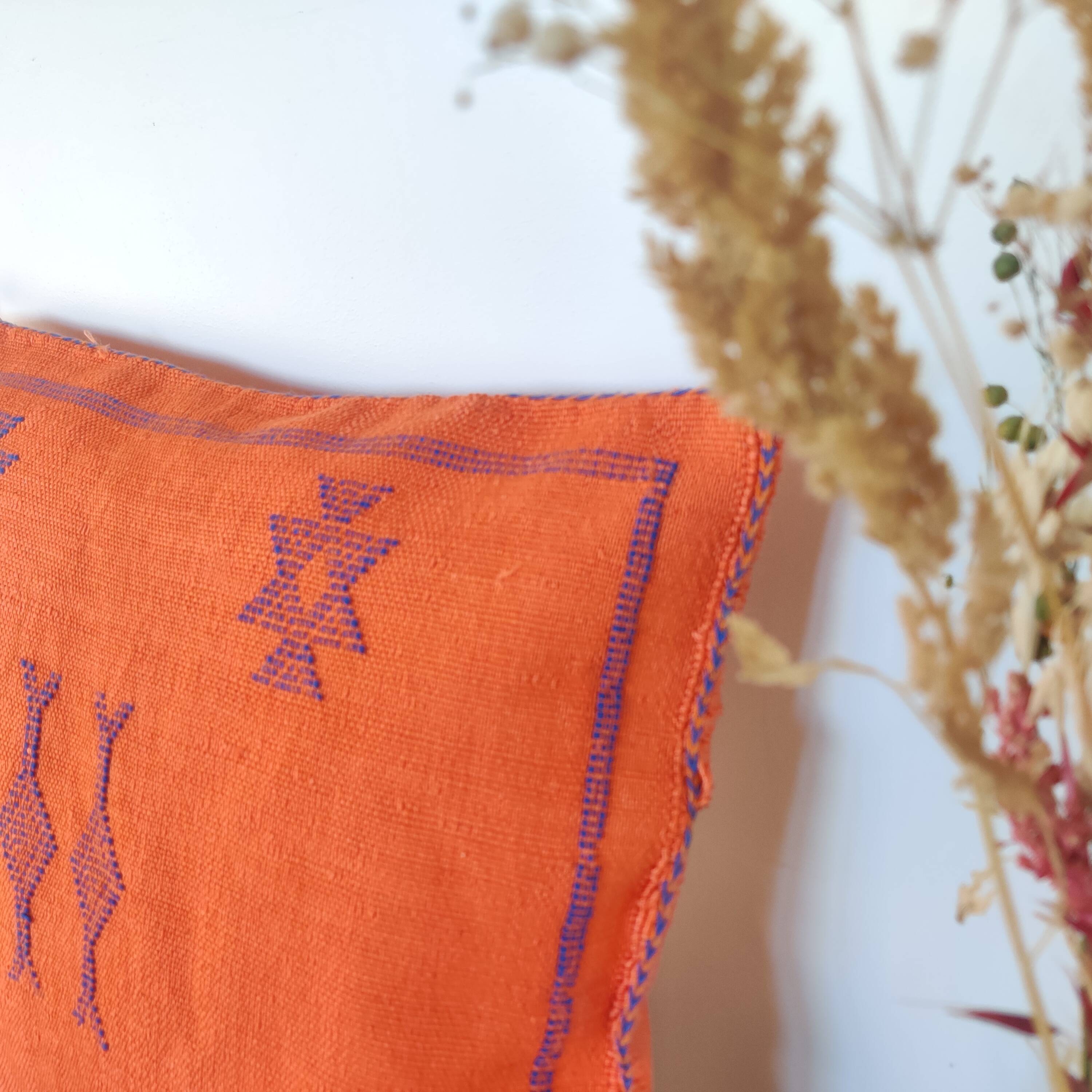 Sabra orange Berber cushion