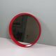 Miroir mural circulaire mid-century en bois laqué rouge – années 1960