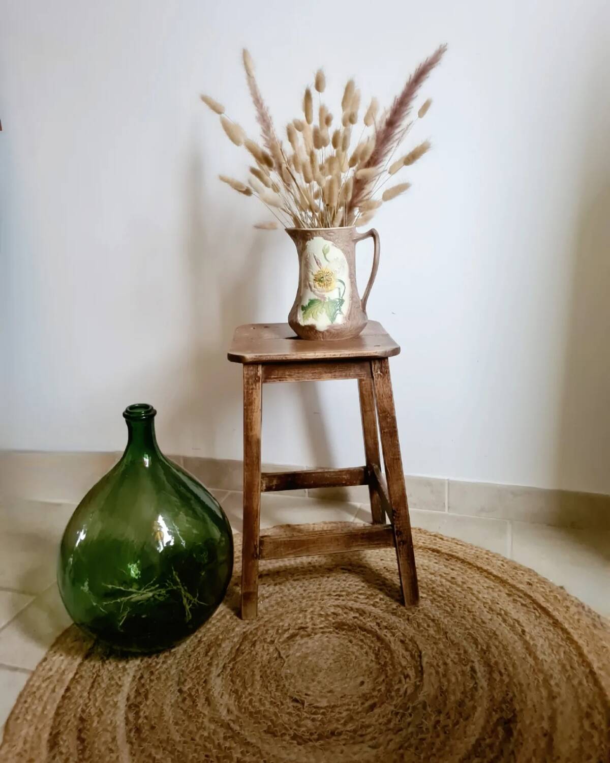 Old vintage handcrafted kitchen stool