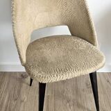 Vintage barrel chair pair – boucle fabric and brass splayed legs