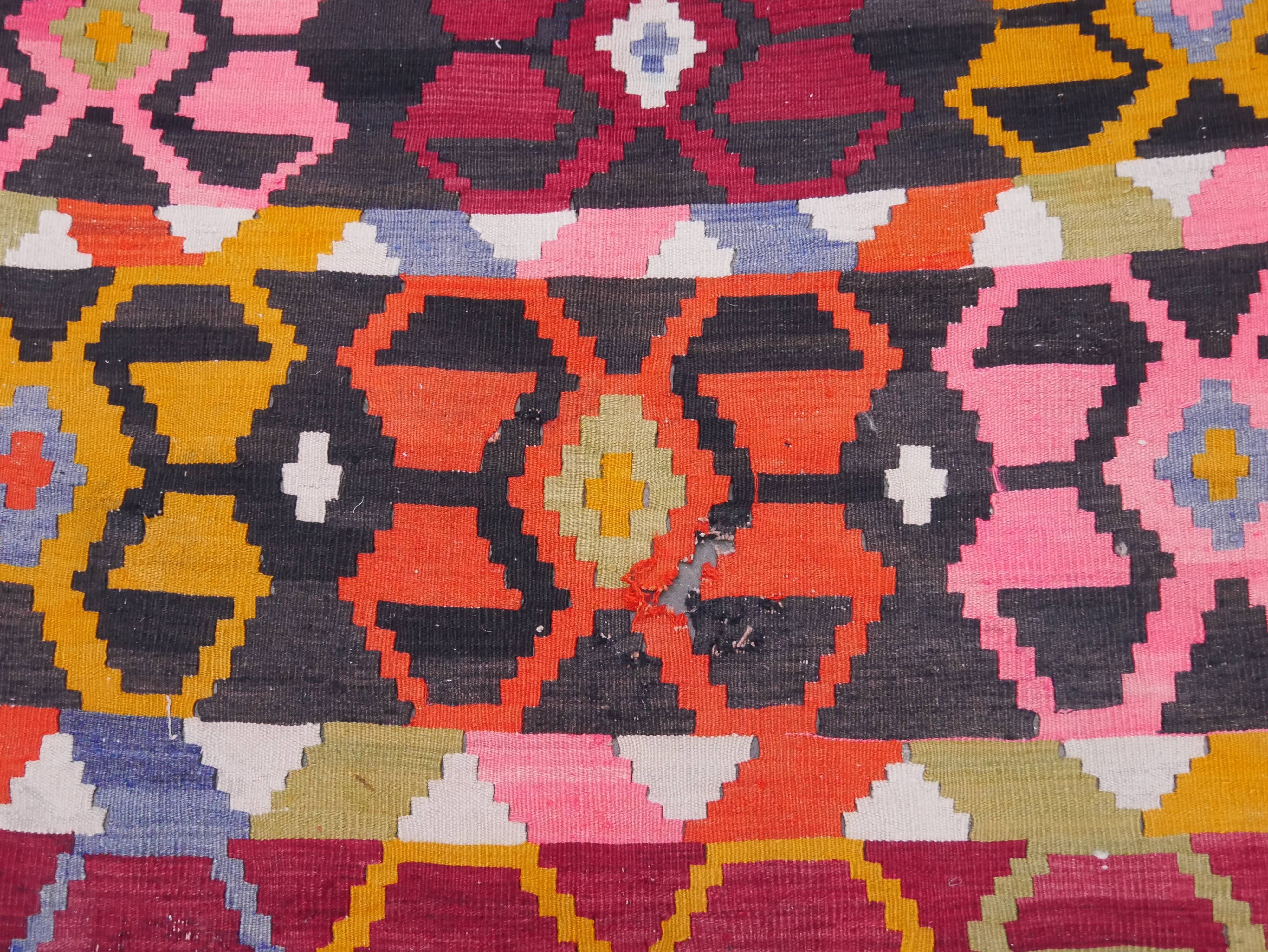 Old Oriental carpet kilim Anatolia 300 x 155 cm