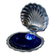 Shell pocket in silver metal and blue glass interior from the 60s and 70s