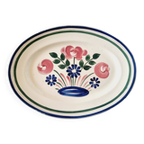 Large Oval Appetizer Plate in Rustic Porcelain HBCM Mulhouse Spring Pattern