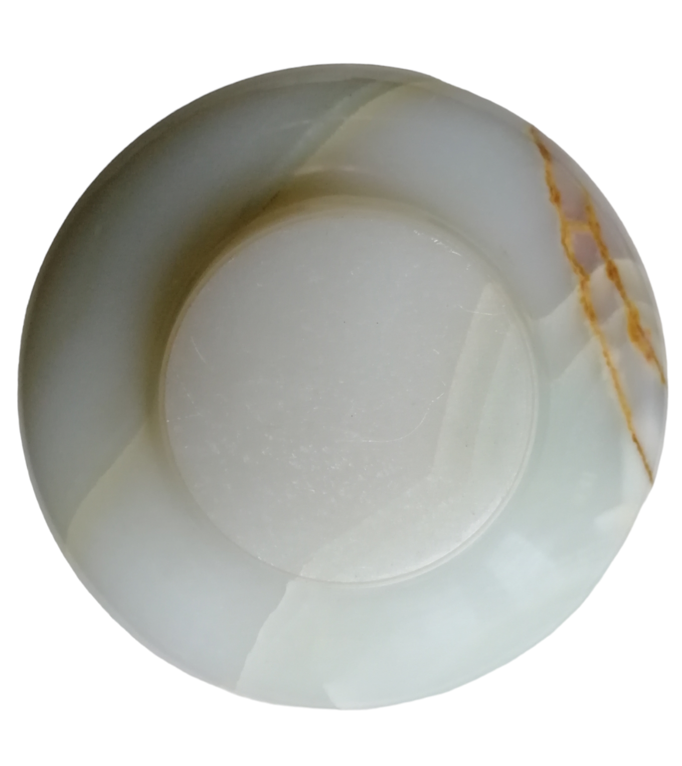 Flattened alabaster ball vase