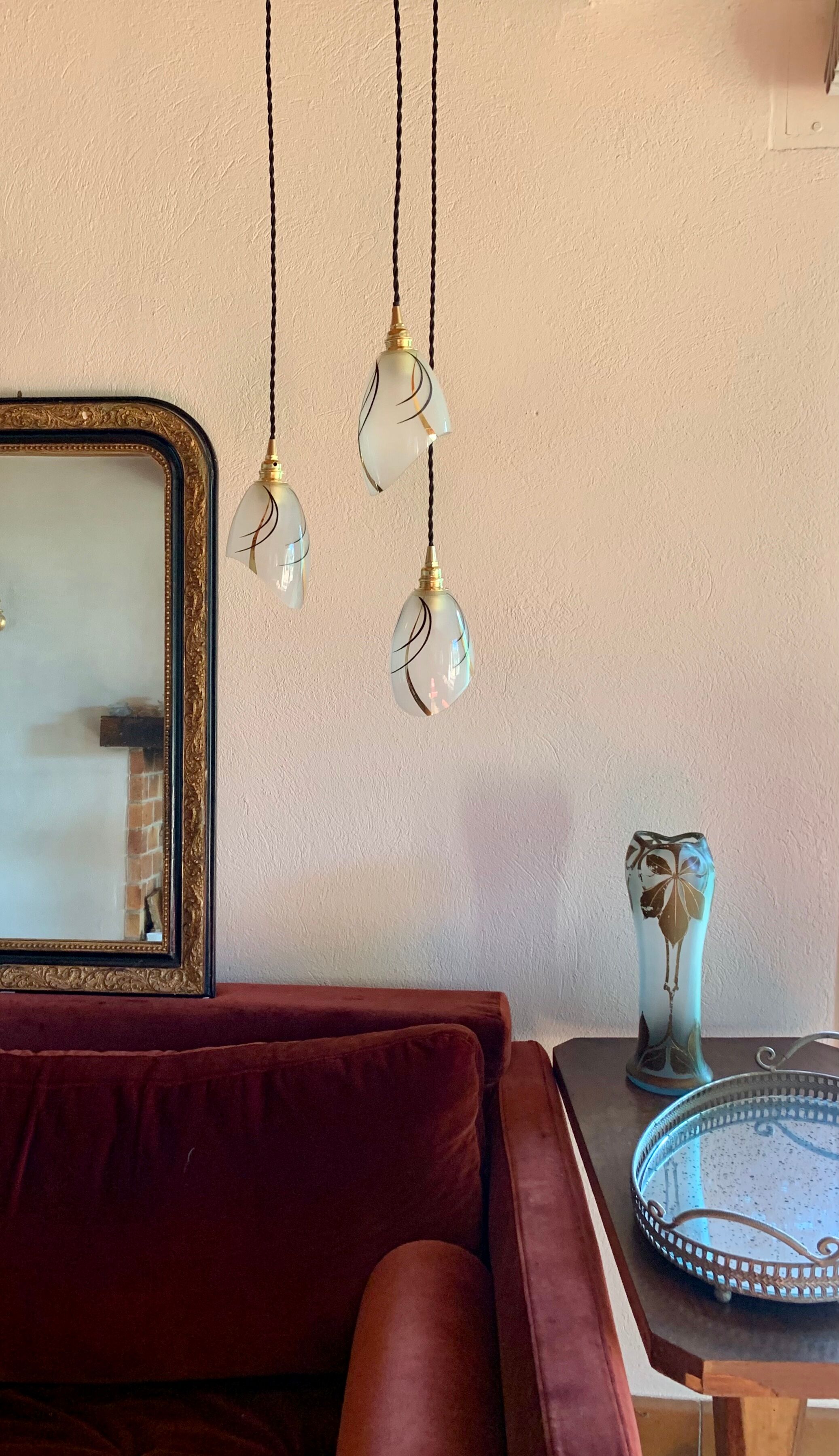 Suspension waterfall art deco tulips glass