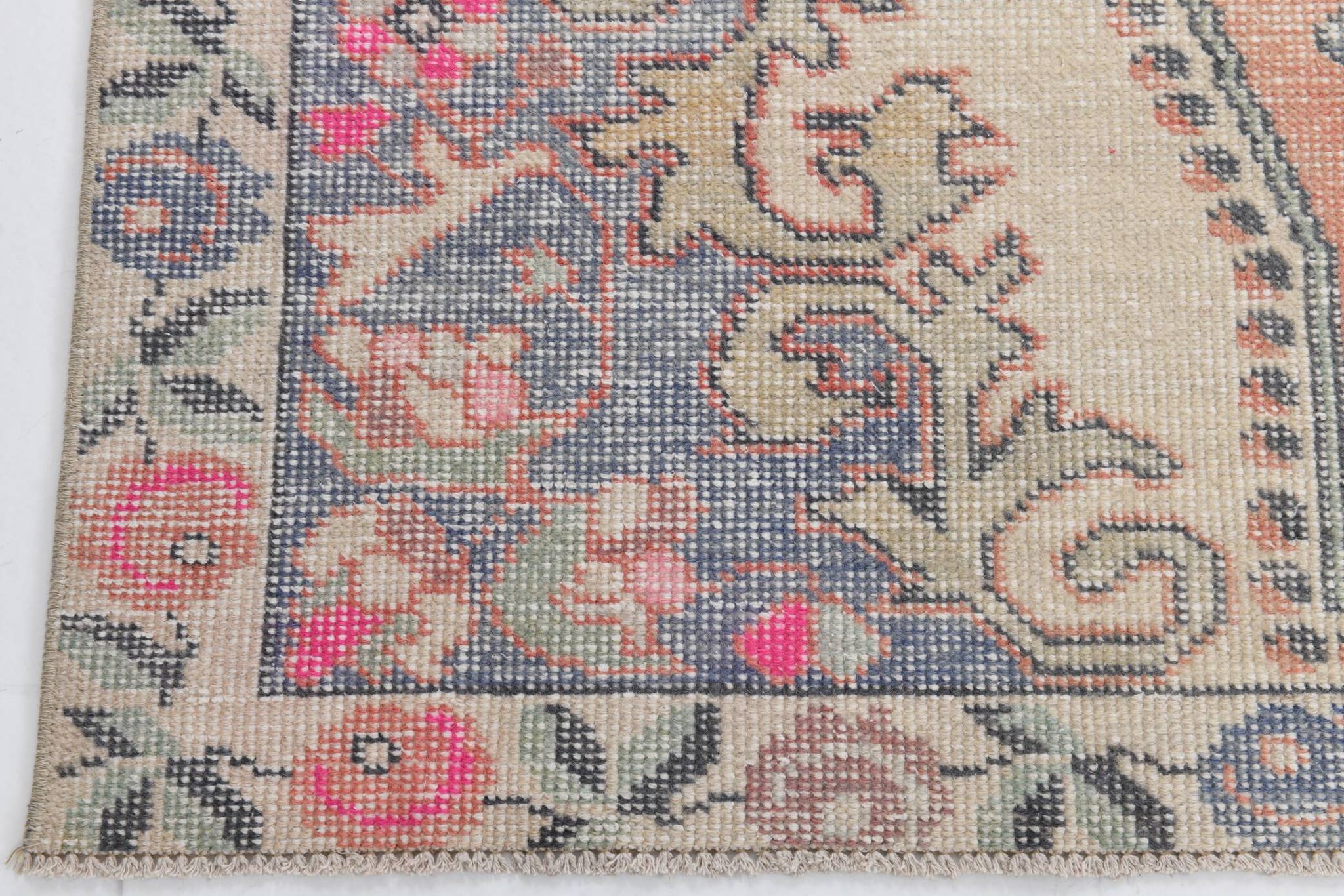 4x7 Pale Orange & Beige Oriental Wool Turkish Vintage Rug, 127x210Cm SK 6787
