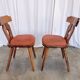 Set of 2 Vintage Tyrolean Wooden Dining Chairs, Austrian Farmhouse Alpine