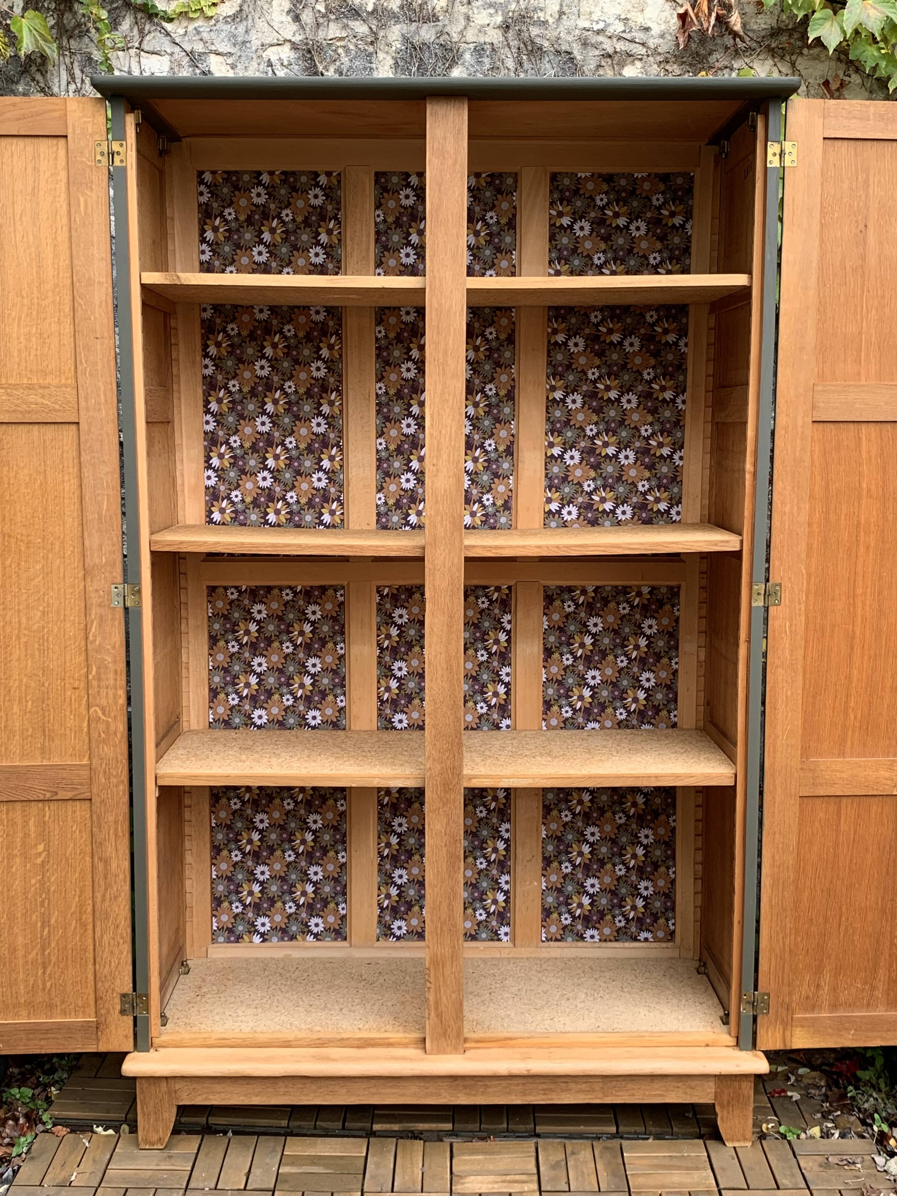 Parisian solid oak wardrobe 1960