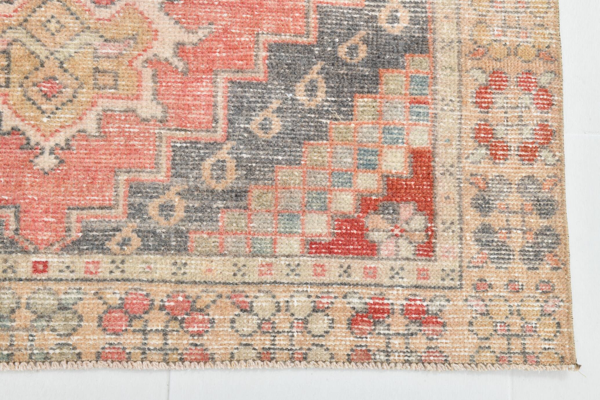 4x8 Red Geometric Turkish Rug 127x247Cm SK 22752